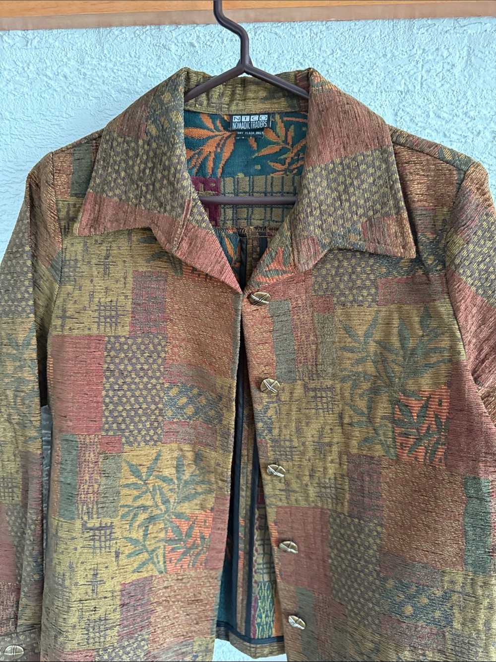 Nomadic Traders Olive, reds, & Rust Patchwork Shirt Jacket